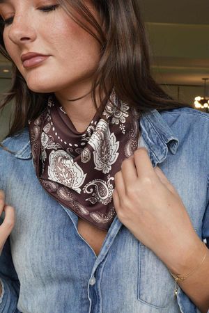 Bandana Triangle Silk Neckerchief Brown